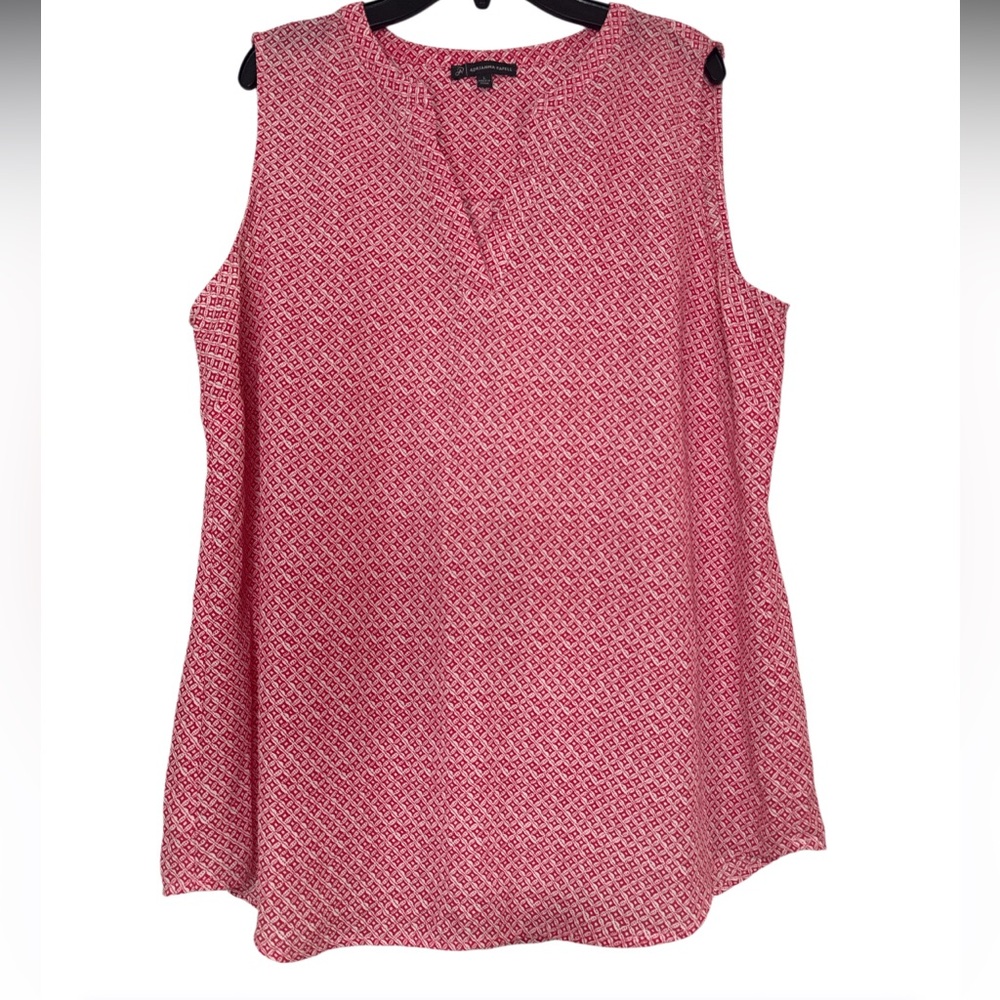 Adrianna Papell Elegant Blouse Pink Pattern Sleeveless - Size L